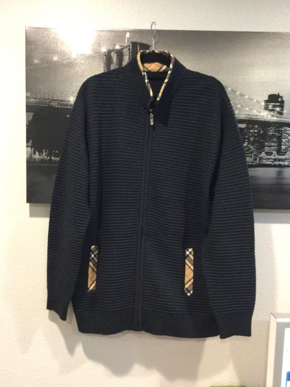 Men’s Wool & Cashmere Zip Cardigan – Like New